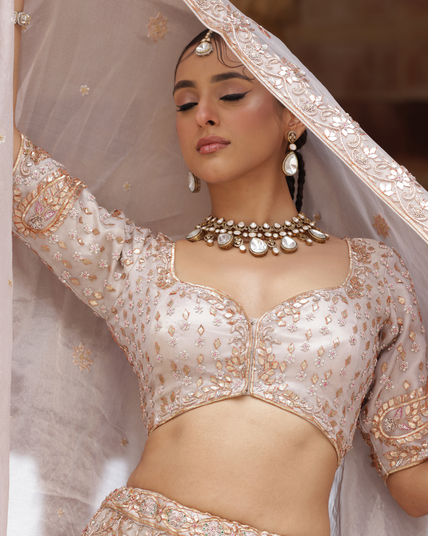 Pure Tissue Lehenga With Gota Work