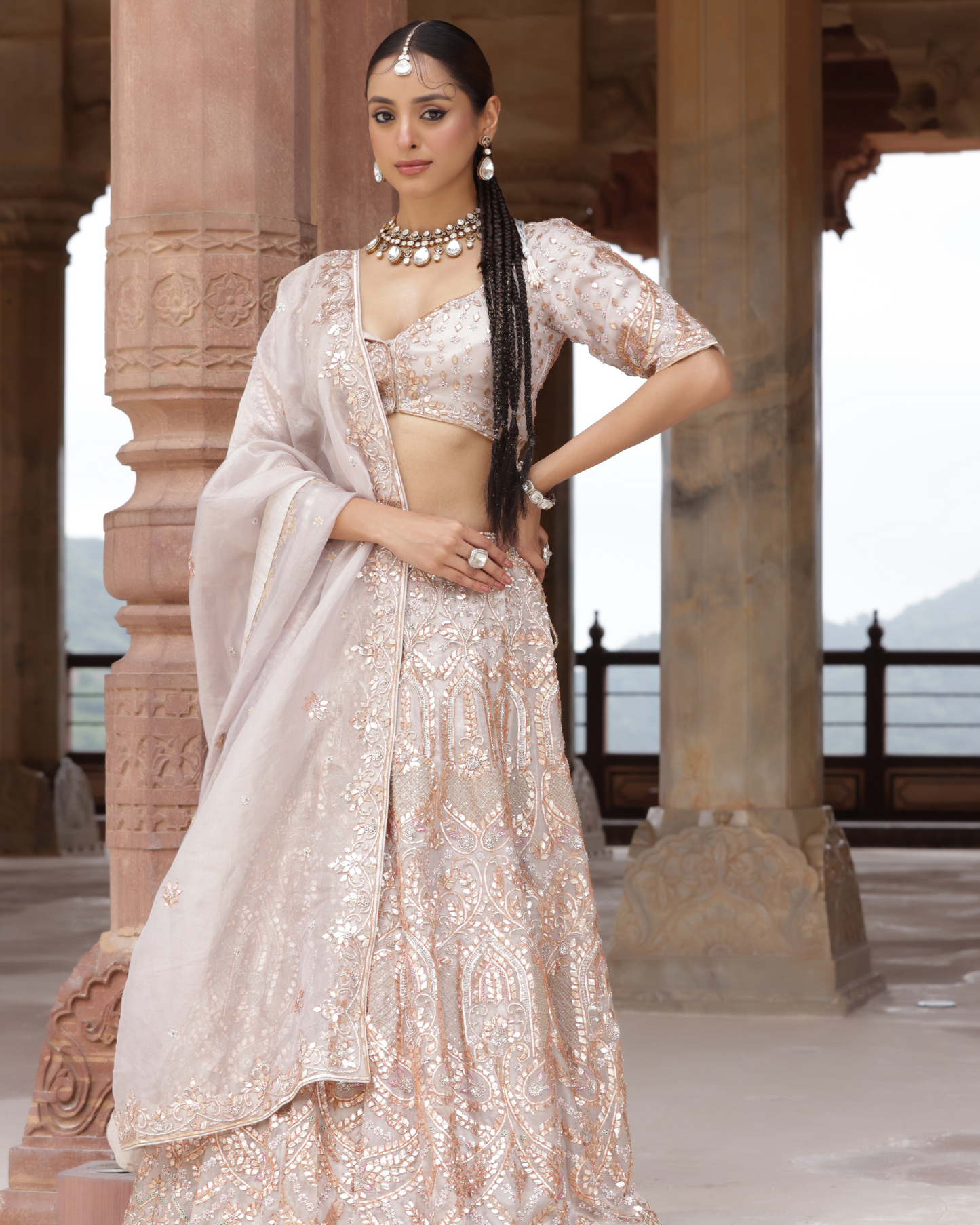 Pure Tissue Lehenga With Gota Work