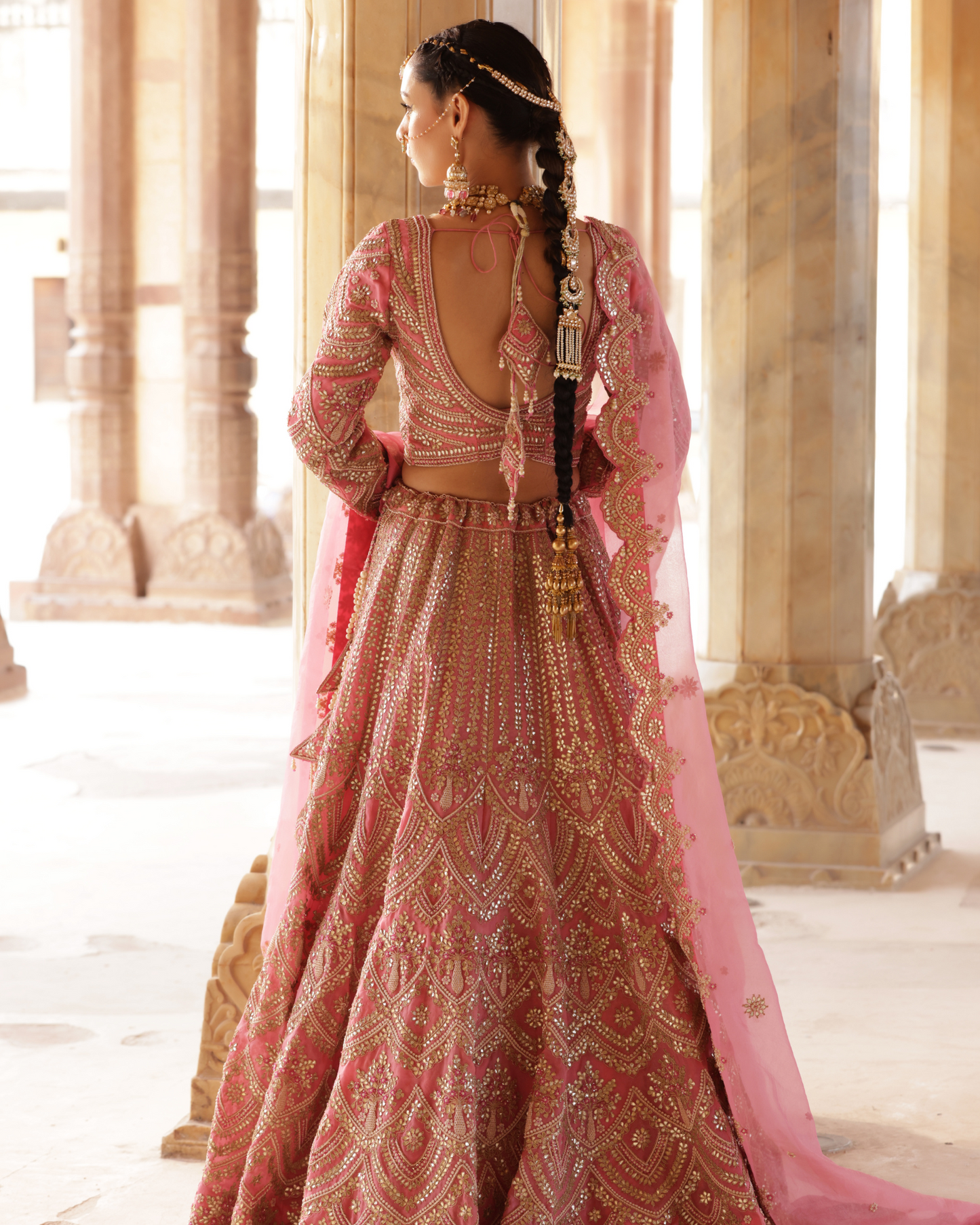 Organza Bridal Lehenga With Marori Work