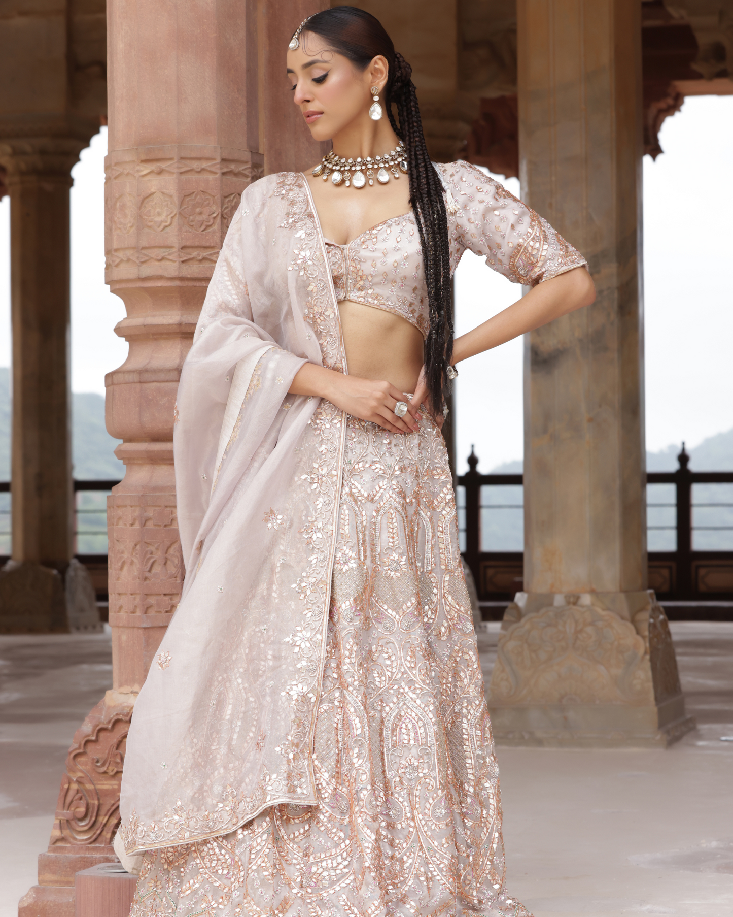 Pure Tissue Lehenga With Gota Work