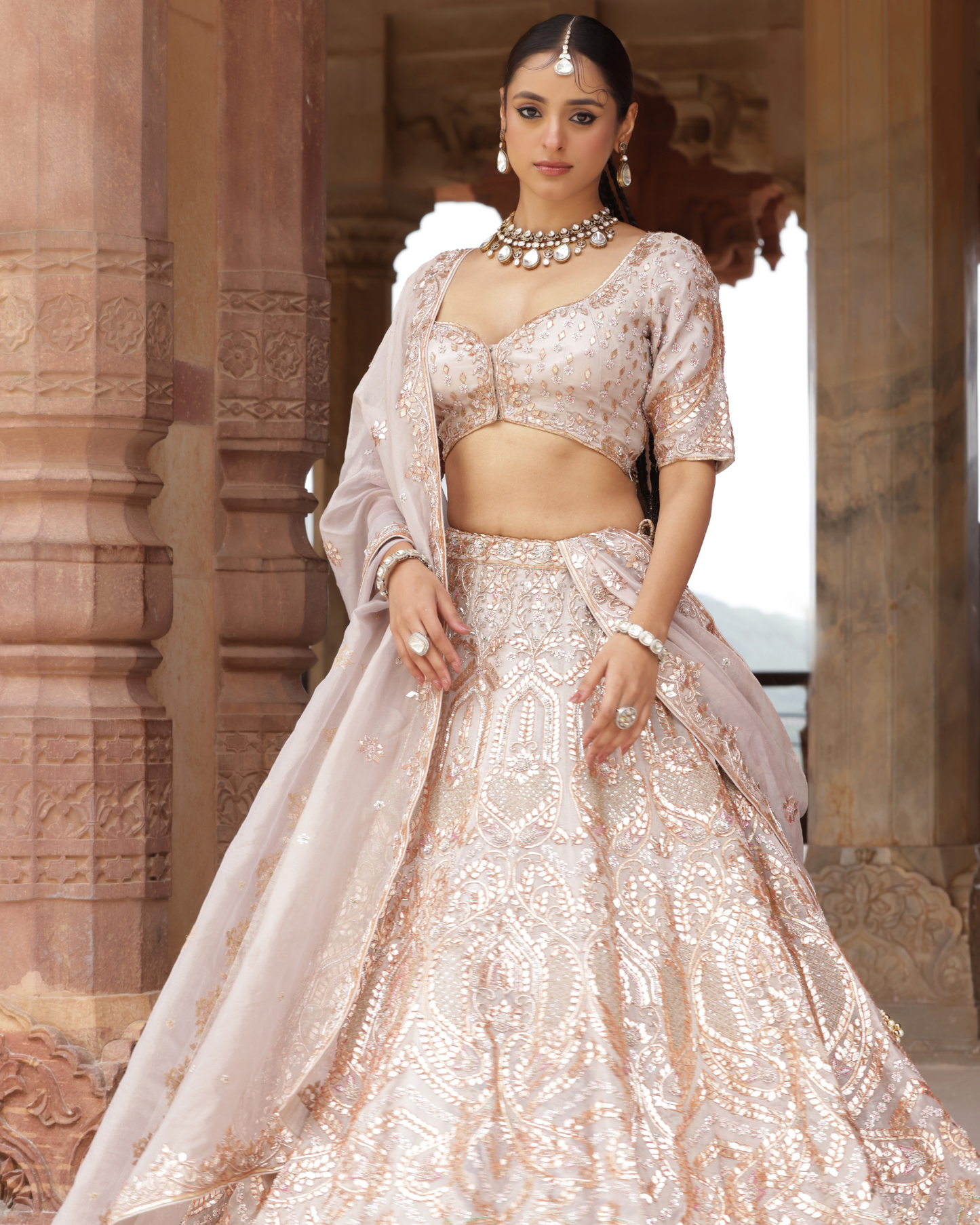 Pure Tissue Lehenga With Gota Work