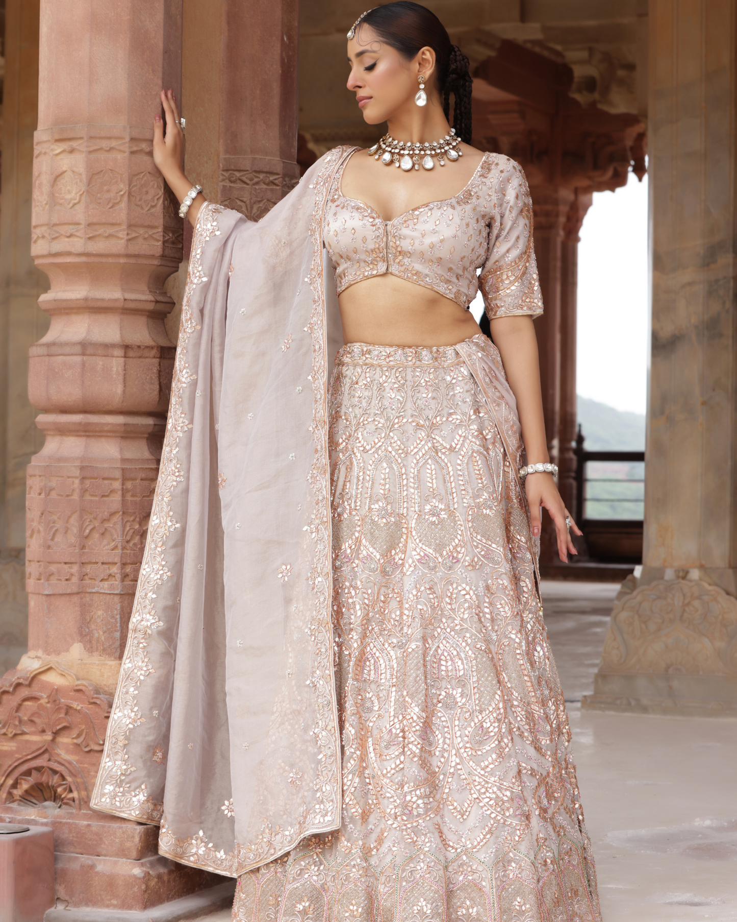 Pure Tissue Lehenga With Gota Work