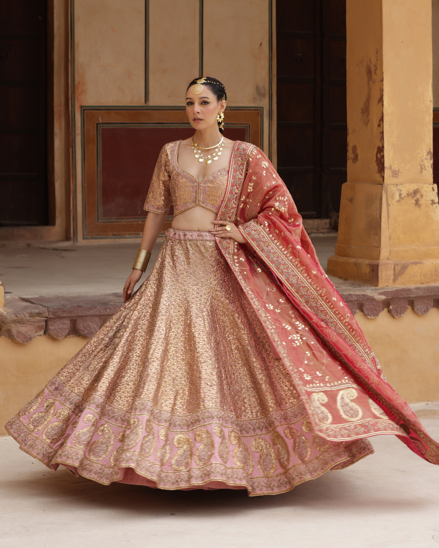 Tamba Gota Silk Lehenga Set
