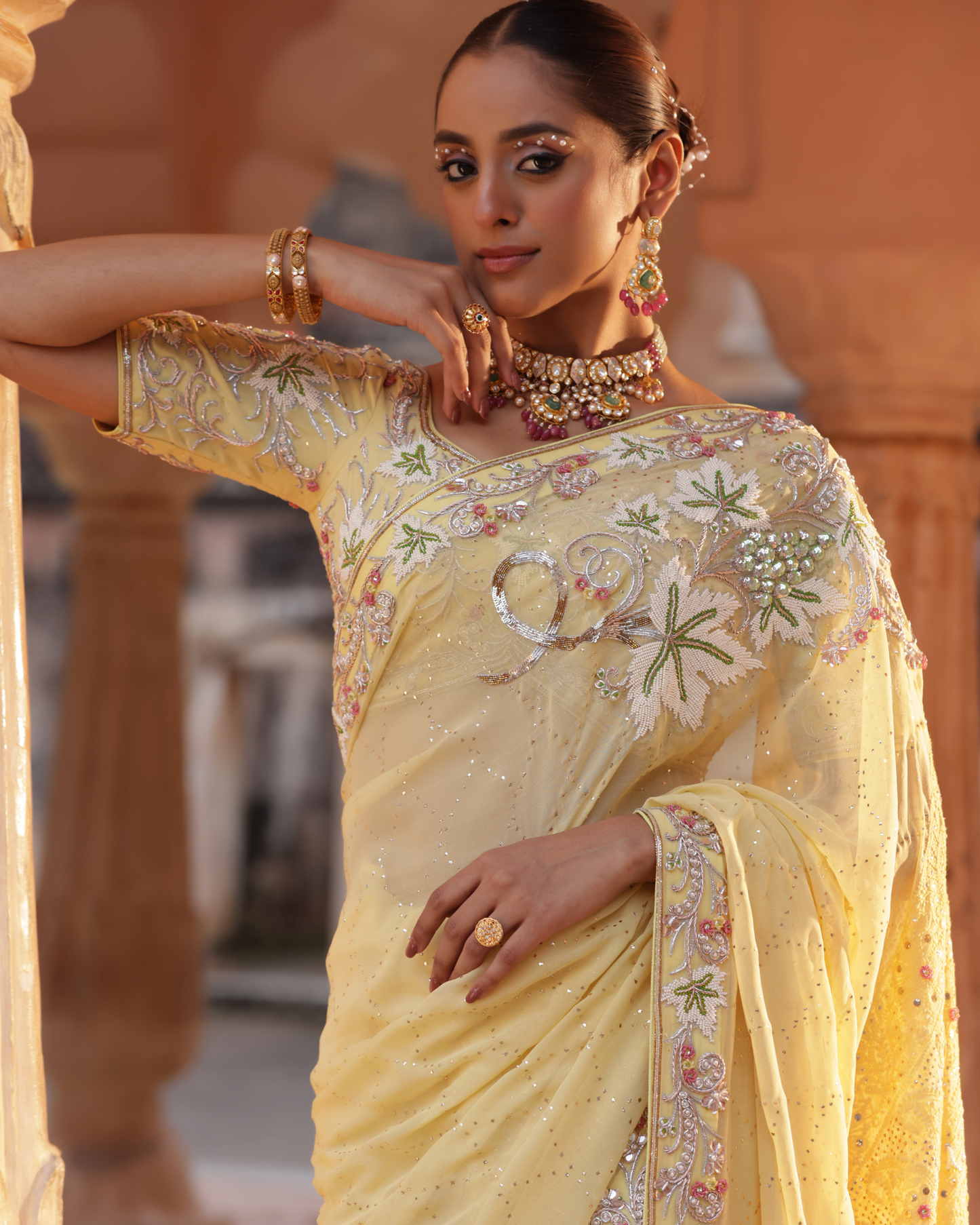 Chikankari Georgette Saree With Mukesh Work