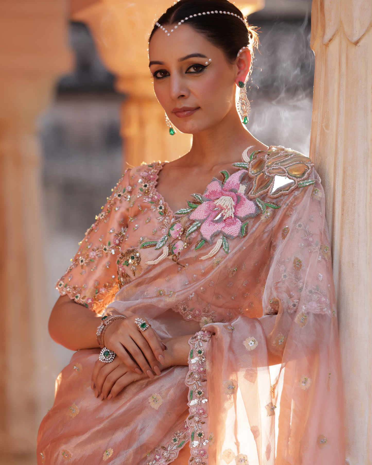 Zari Tissue Saree With Cutdana Work