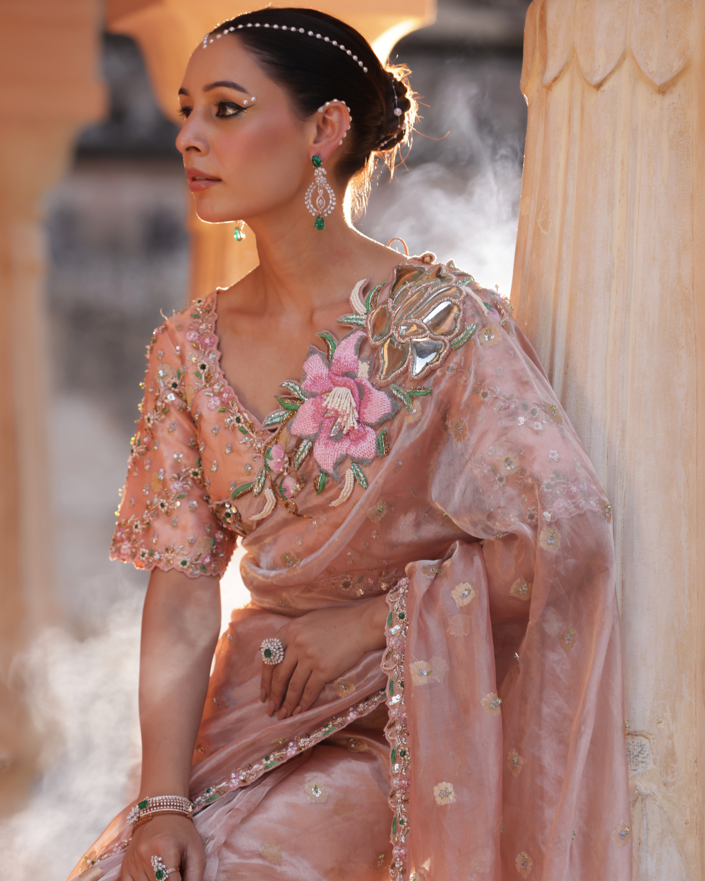 Zari Tissue Saree With Cutdana Work