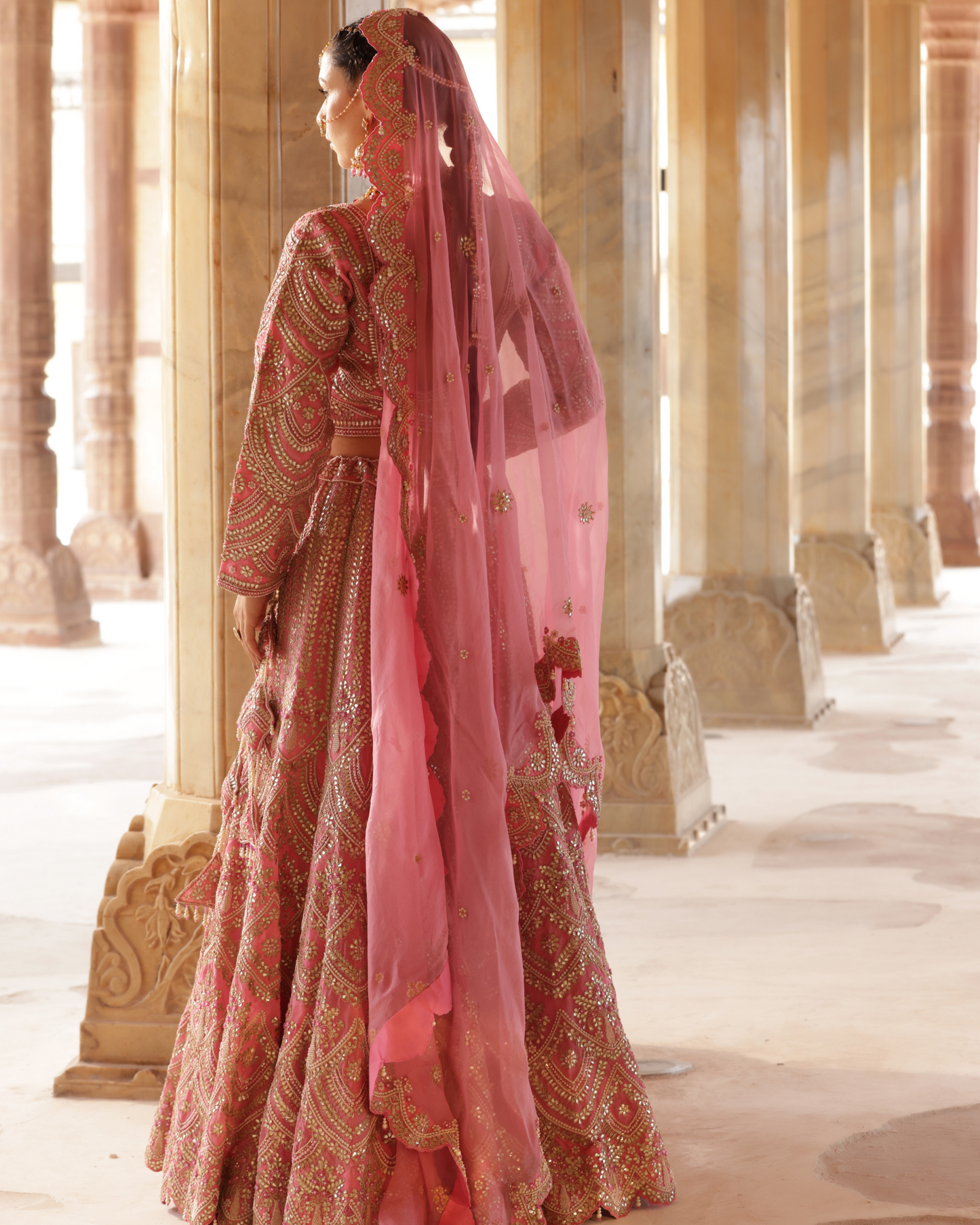 Organza Bridal Lehenga With Marori Work