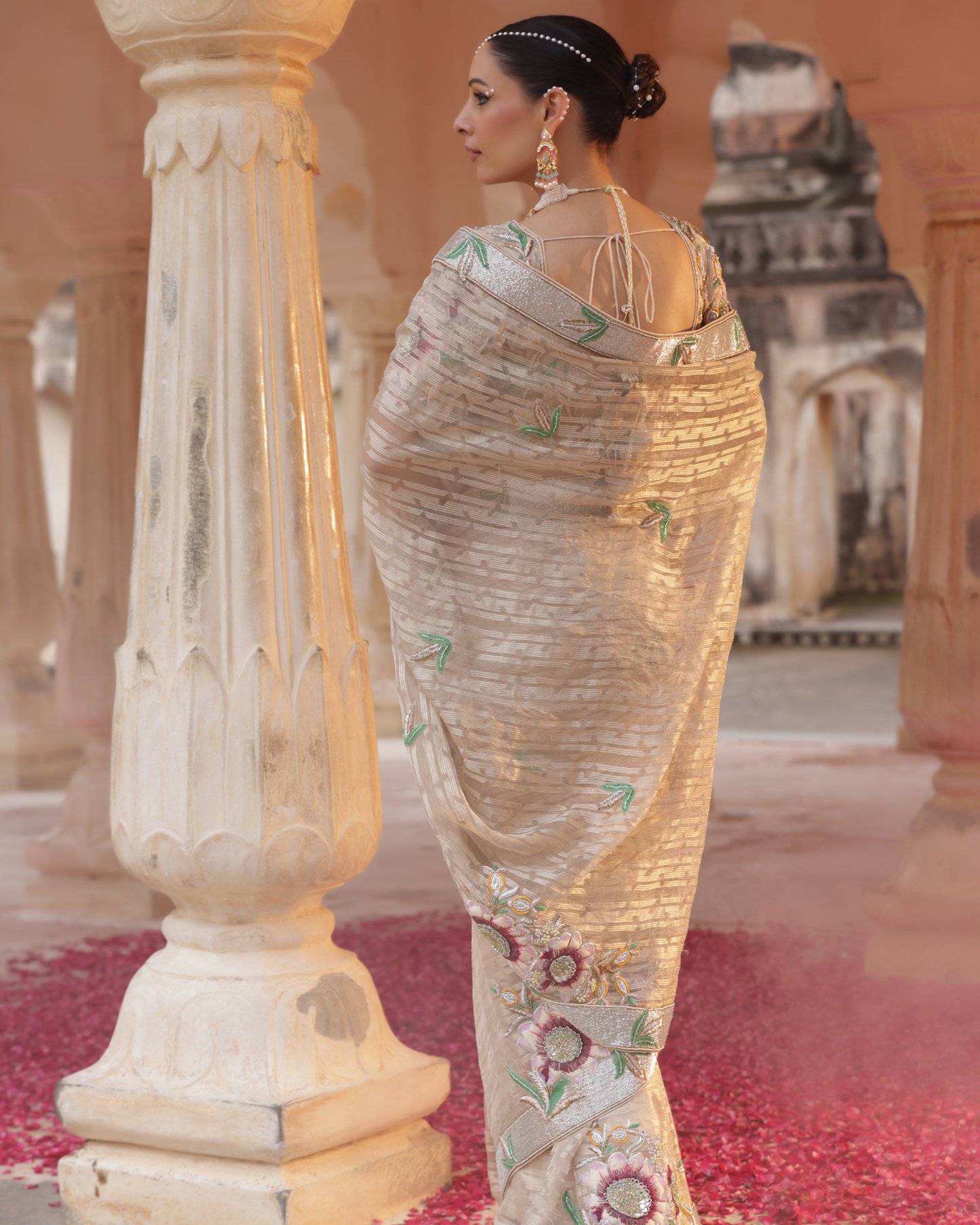 Blossom Handprint Tissue Saree