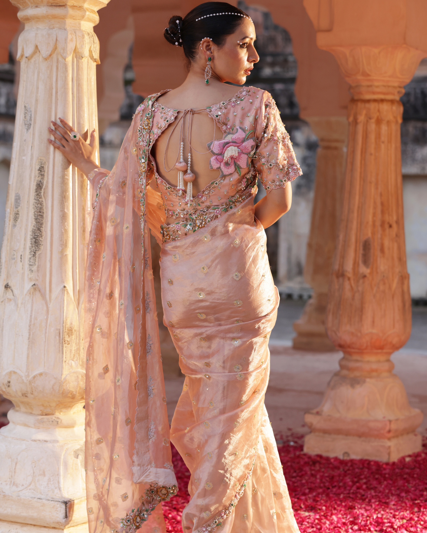 Zari Tissue Saree With Cutdana Work