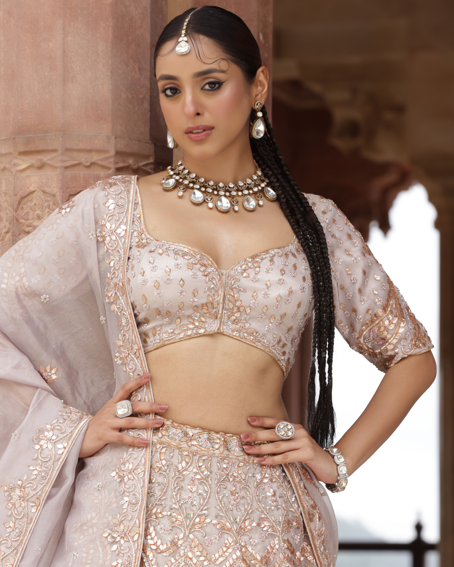 Pure Tissue Lehenga With Gota Work