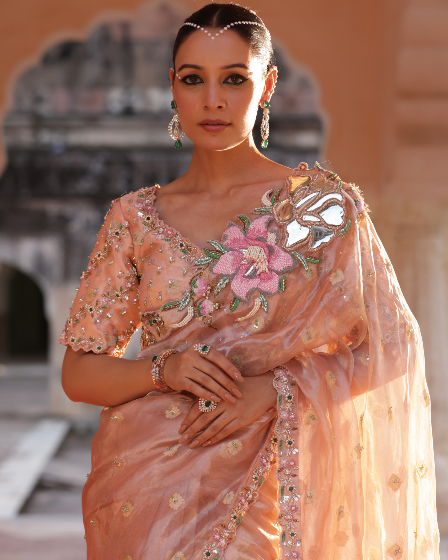 Zari Tissue Saree With Cutdana Work
