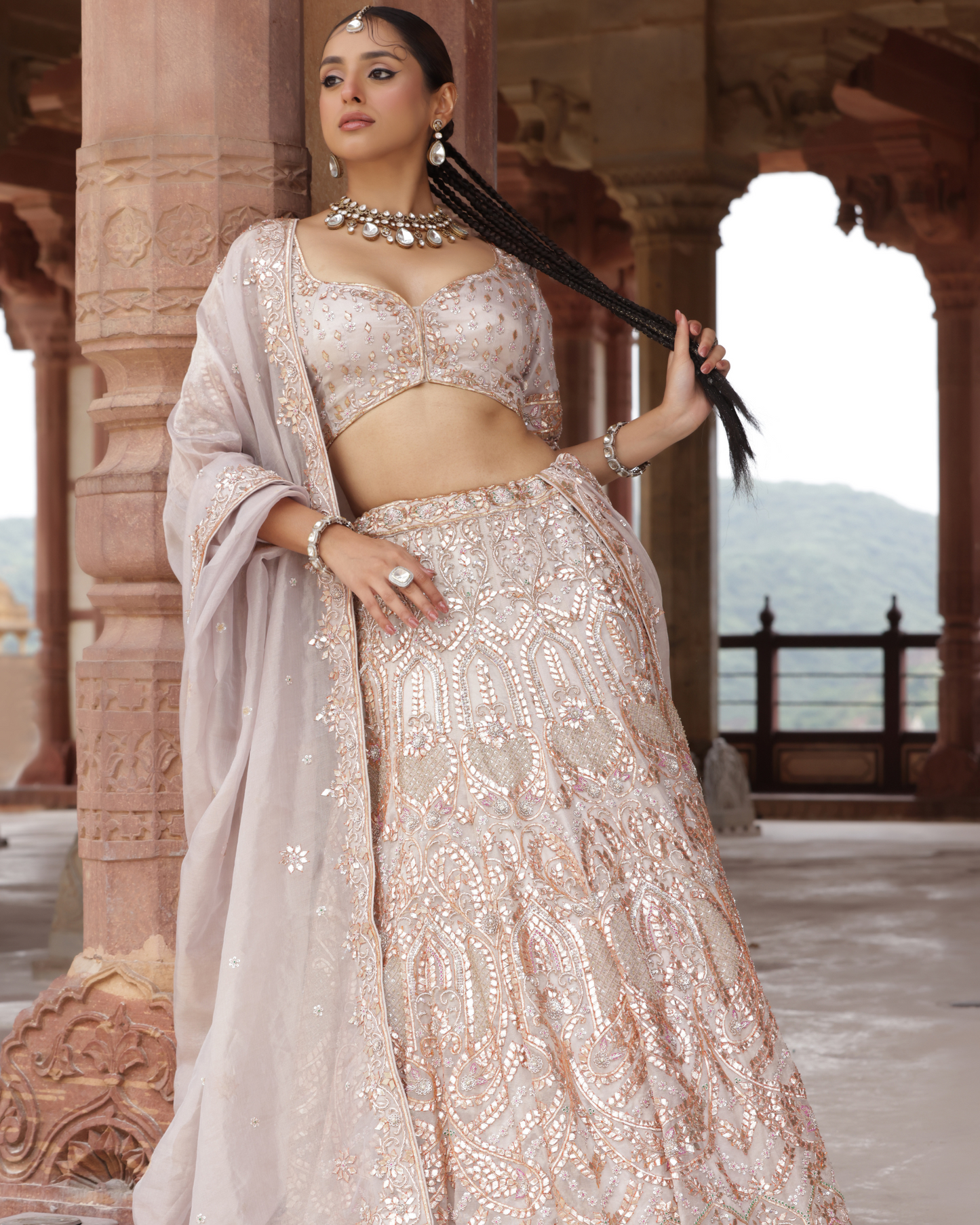 Pure Tissue Lehenga With Gota Work