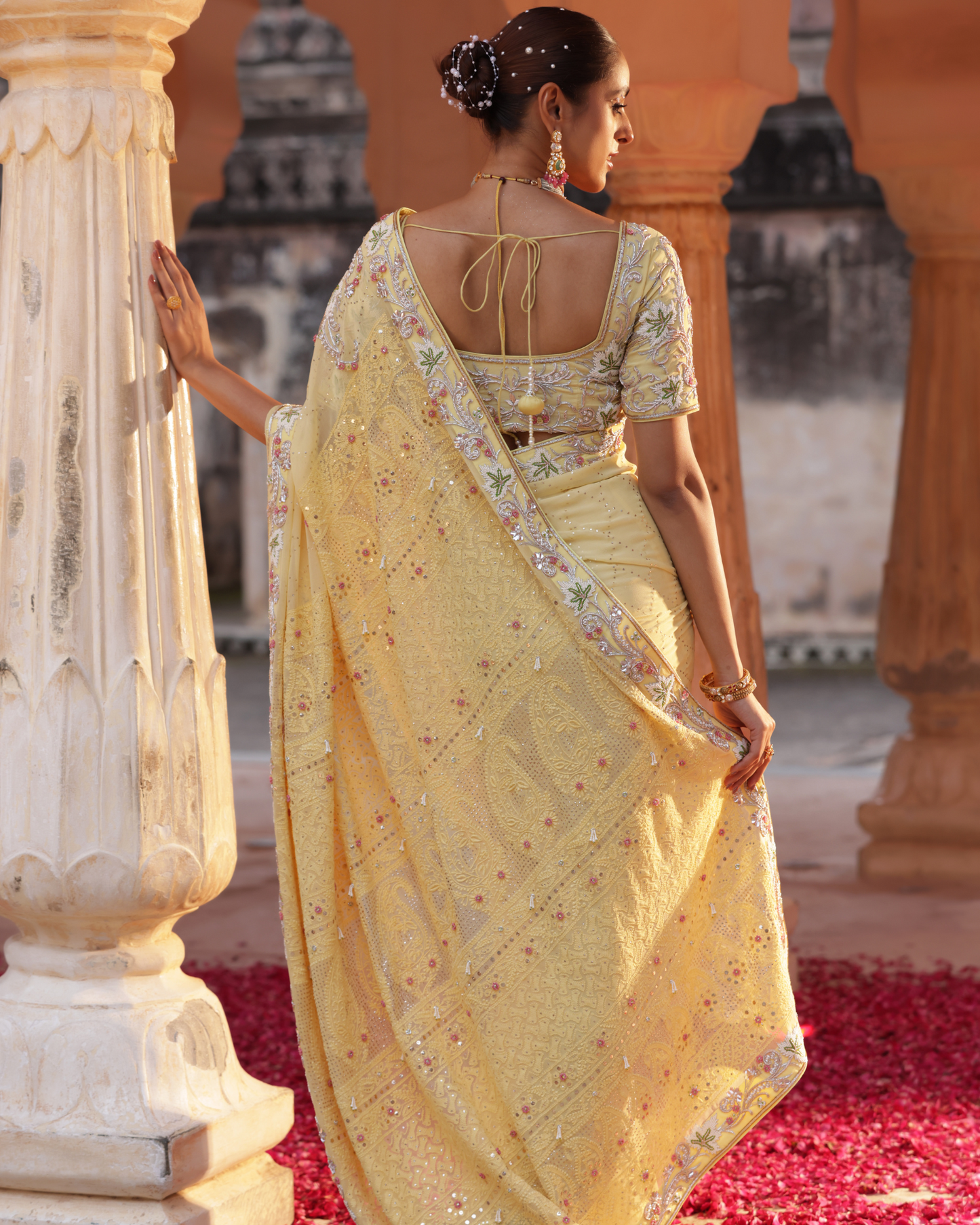 Chikankari Georgette Saree With Mukesh Work