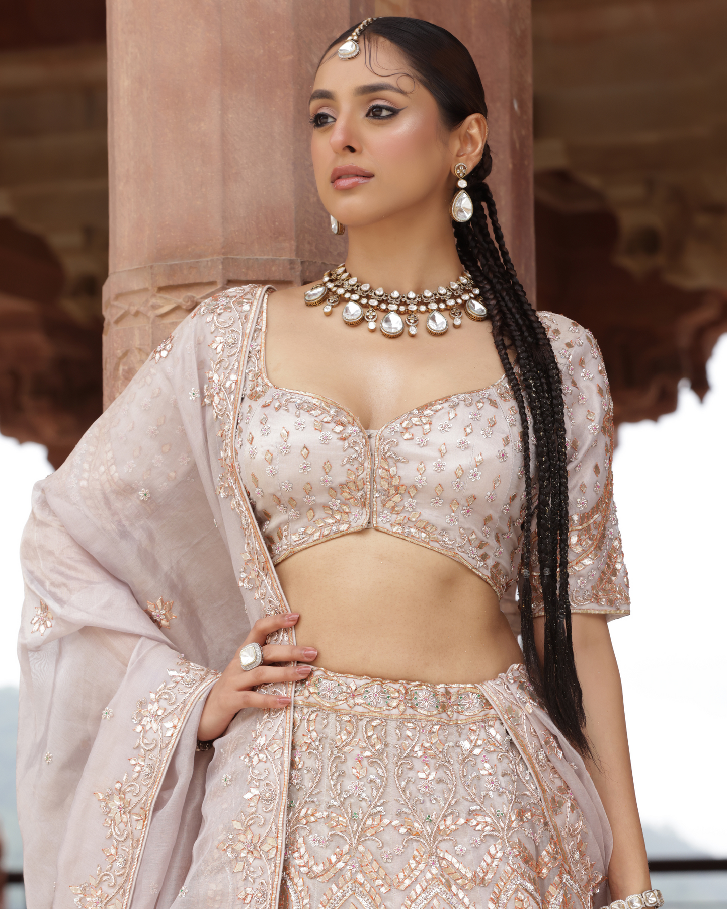 Pure Tissue Lehenga With Gota Work