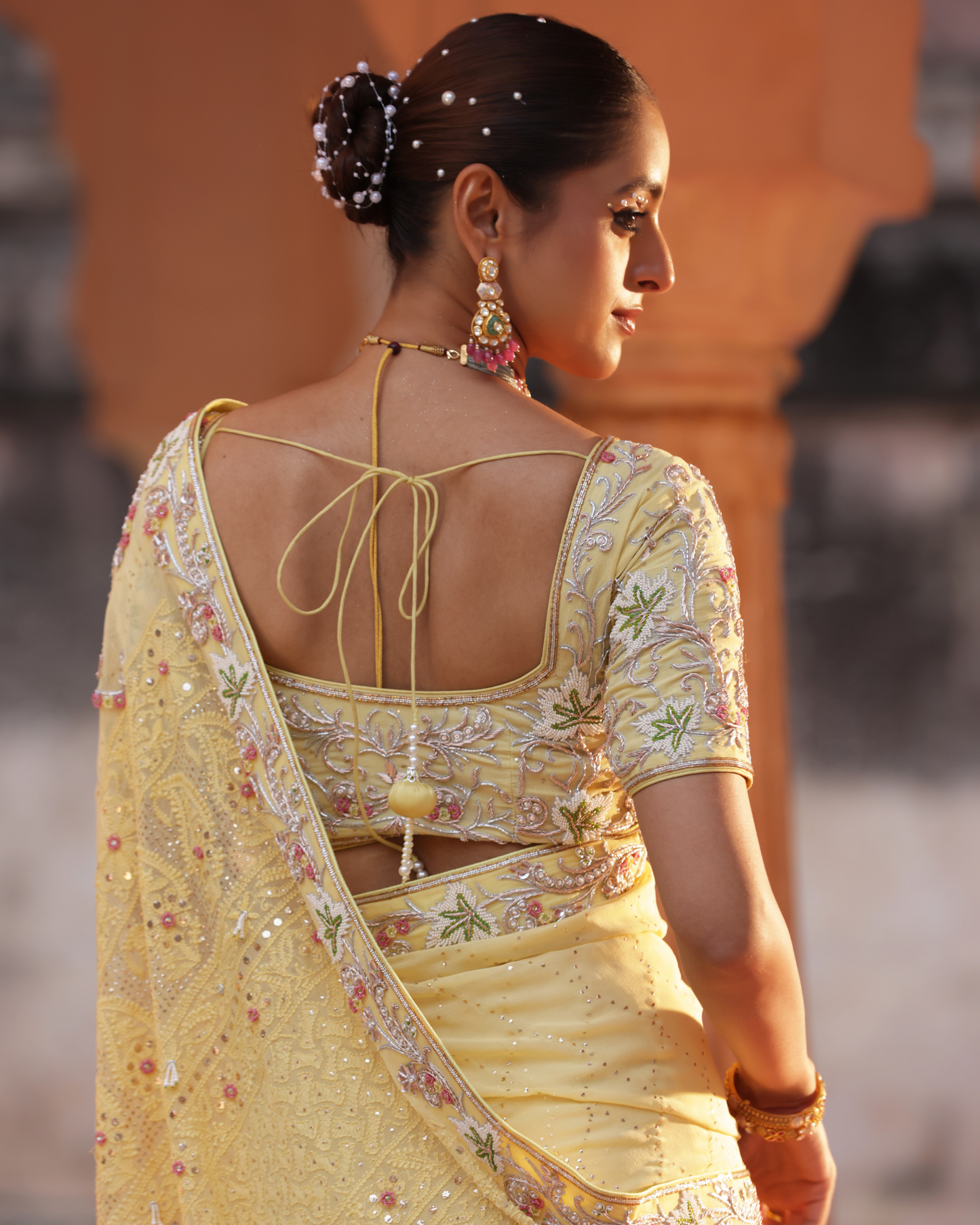 Chikankari Georgette Saree With Mukesh Work