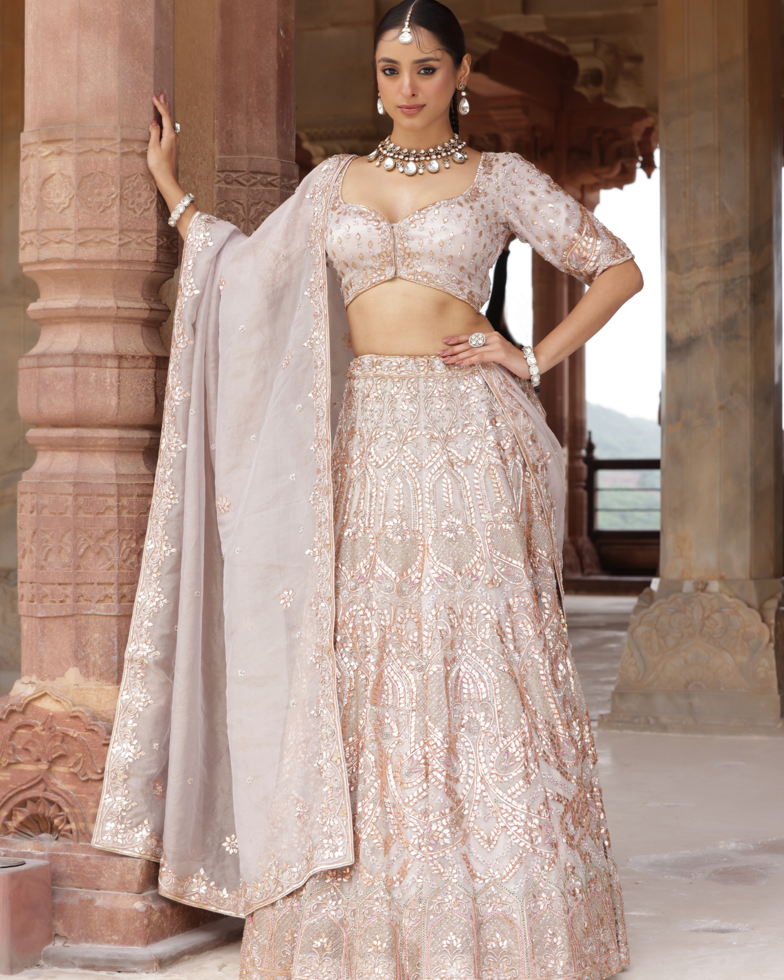Pure Tissue Lehenga With Gota Work